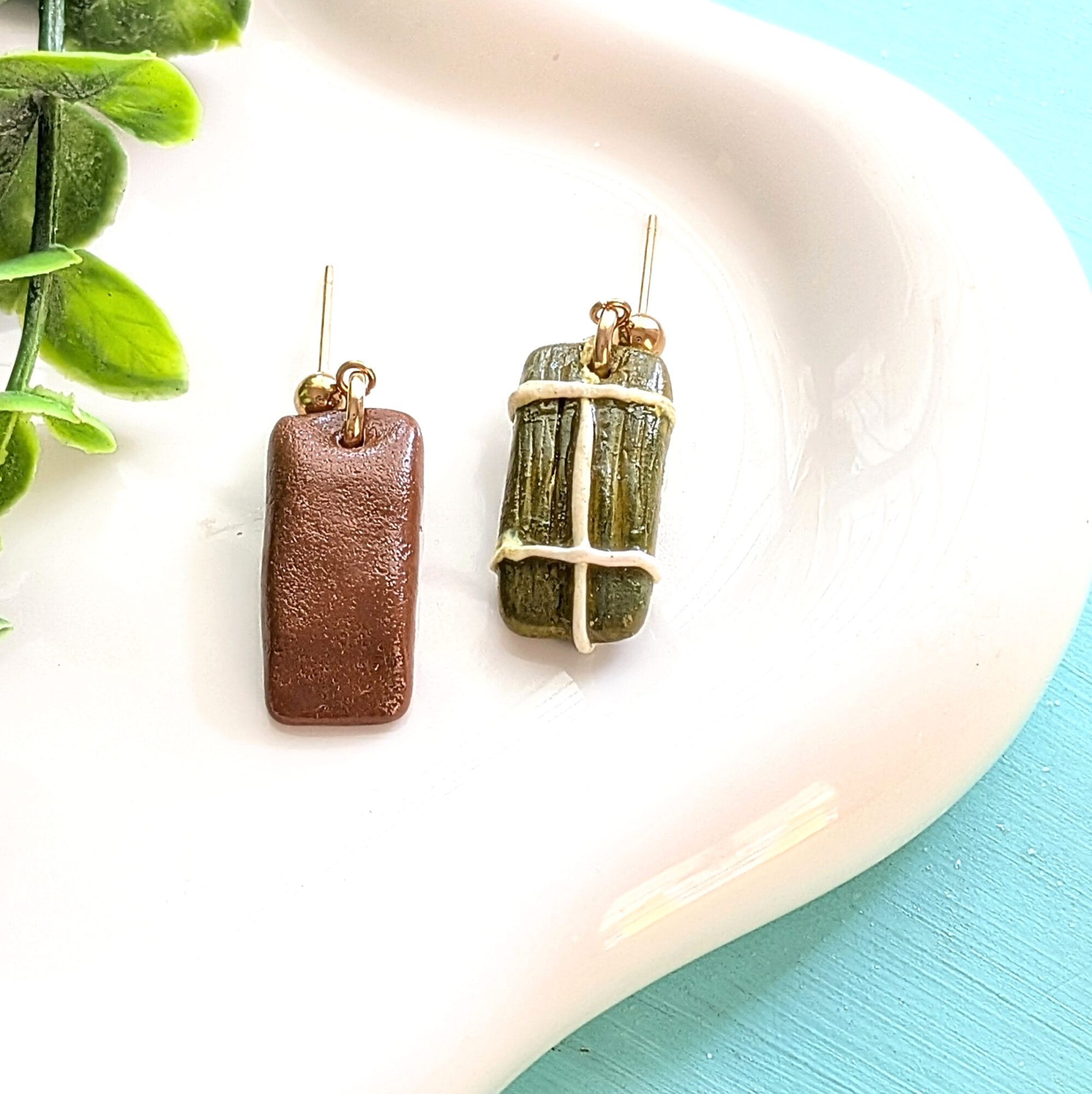 Puerto Rican Pasteles Earrings: Wrapped and Unwrapped - Image 4
