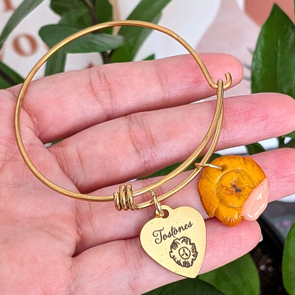 Stainless Steel Tostones Heart Pendant with Tostón Bracelet
