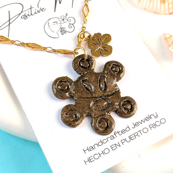 Sol Taíno-Inspired Necklace with Flor de Maga Flower Charm