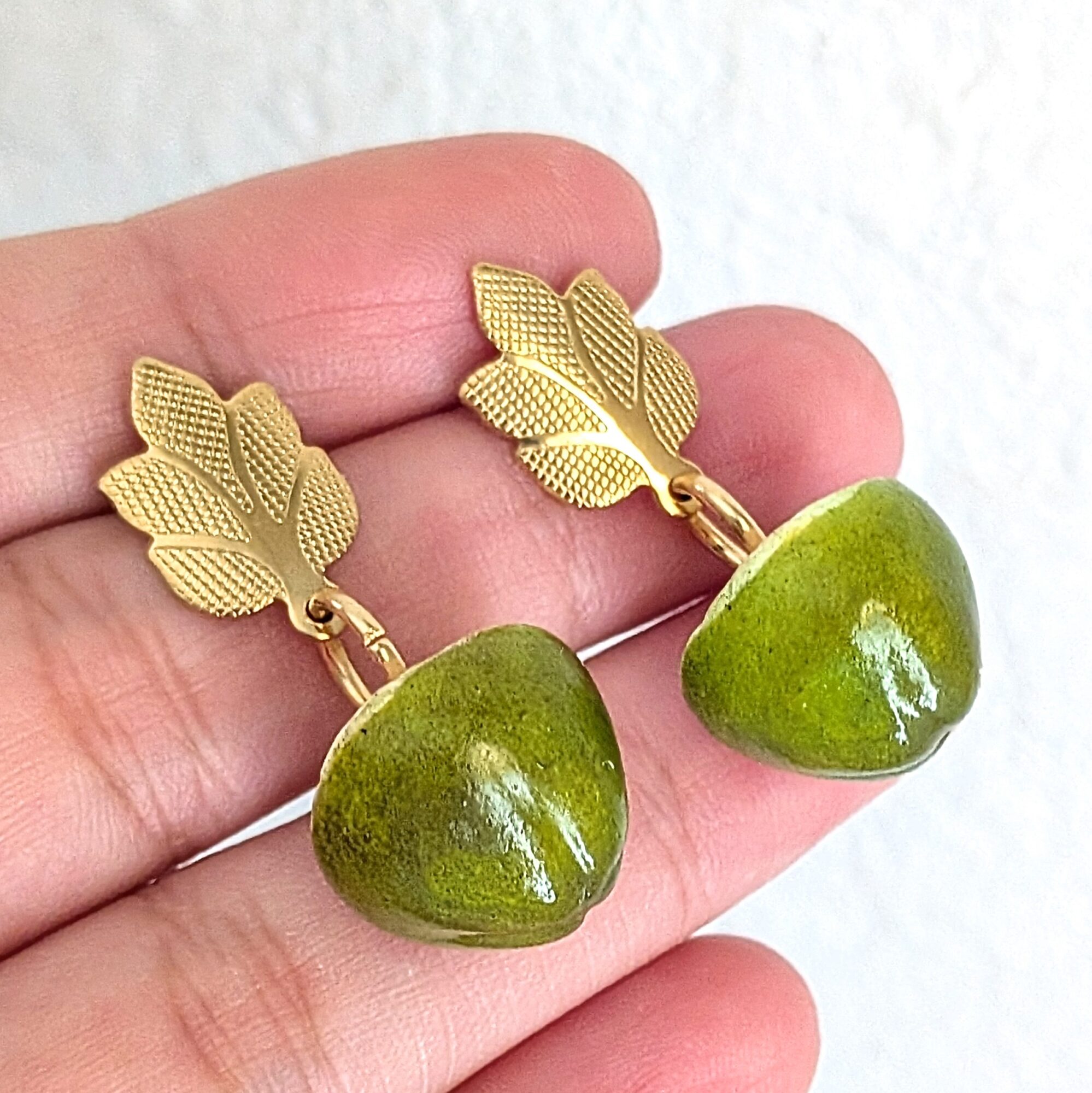 Green Coconut Stud Earrings From Puerto Rico - Image 3
