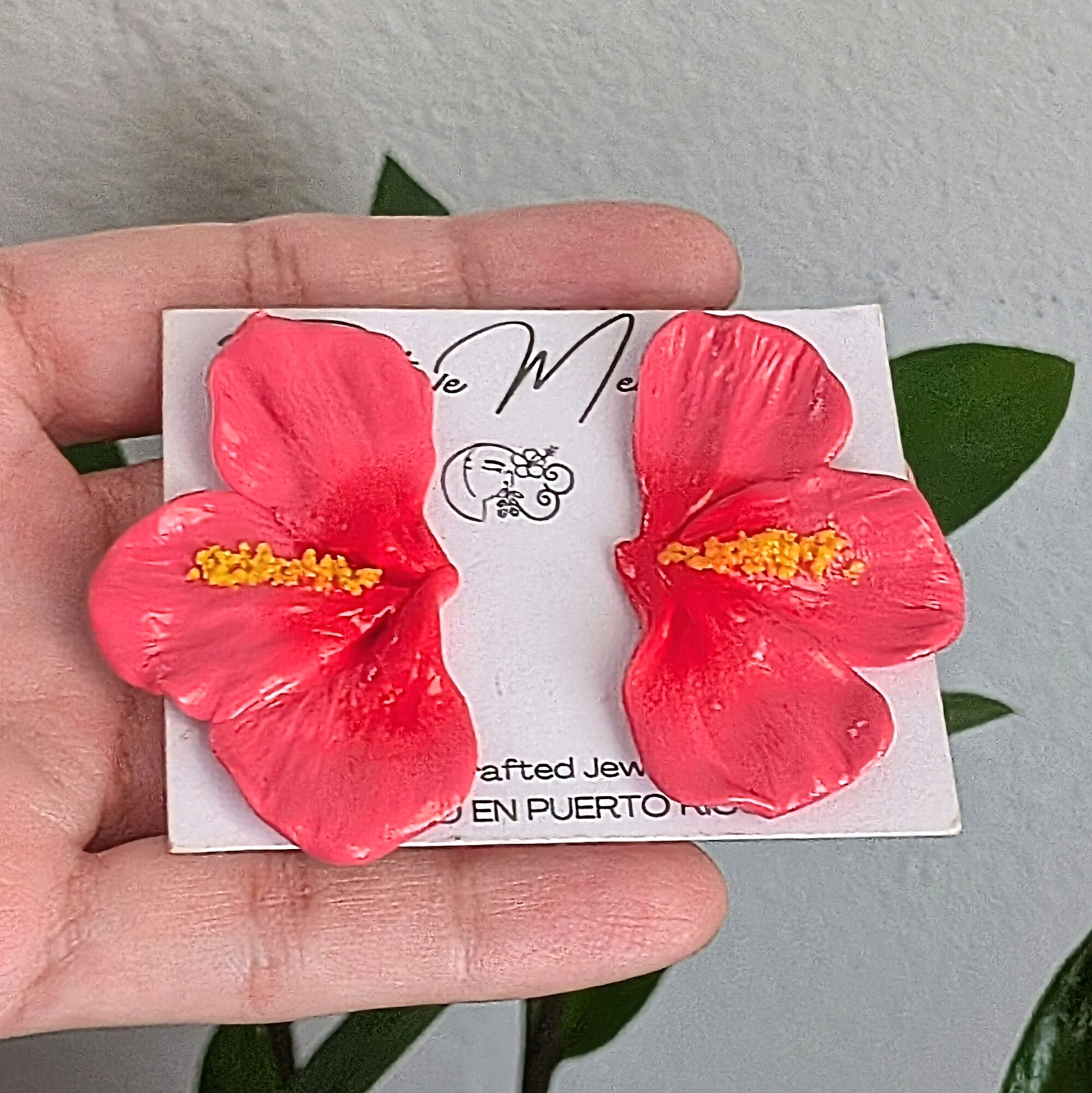 Flor de Maga (Thespesia grandiflora) Half Flower Earrings - Image 3