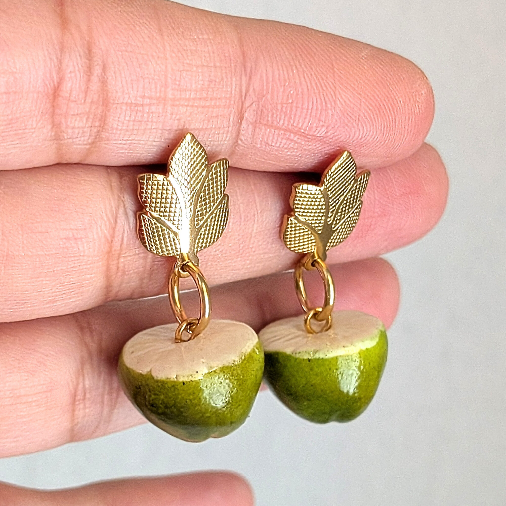 Green Coconut Stud Earrings From Puerto Rico - Image 2
